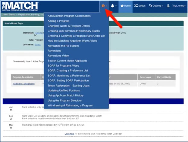 NRMP Rank Order List. A screenshot of the NRMP site showing people how to build rank order lists. 